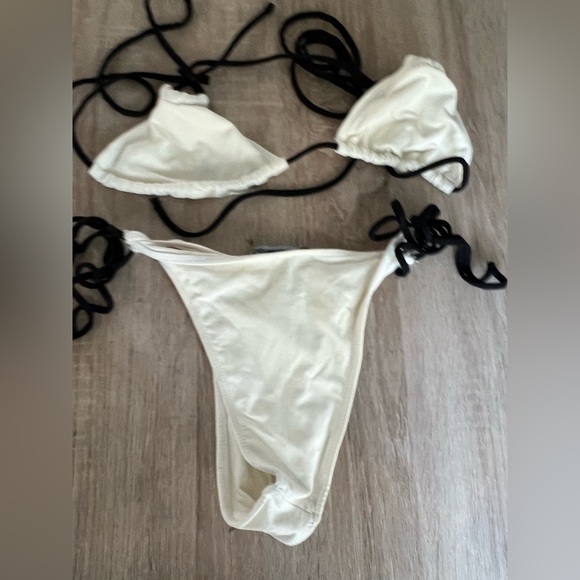 Zara Other - Zara Cream Bikini with Black Accents
